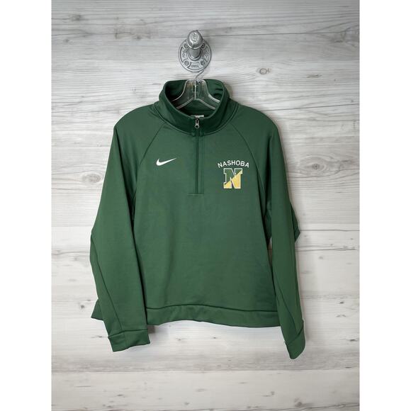 Nike Womens Medium Green Training 1/2 Zip Pullover Top Gym Nashoba Wolves - Picture 1 of 10